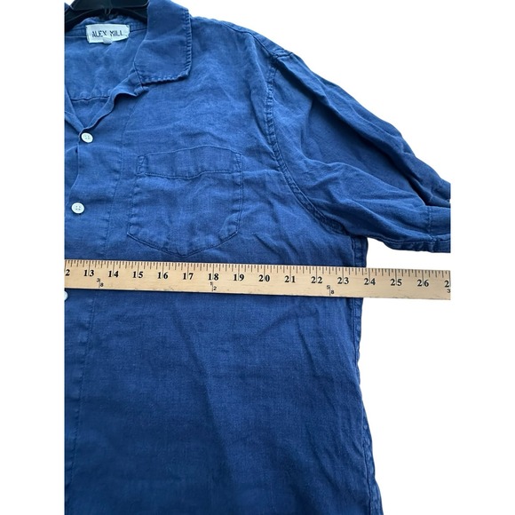 Alex Mill 100% Linen Shirt Men's XL Navy Blue Short‎ Sleeve Button Down #FF8-6 - Picture 8 of 10